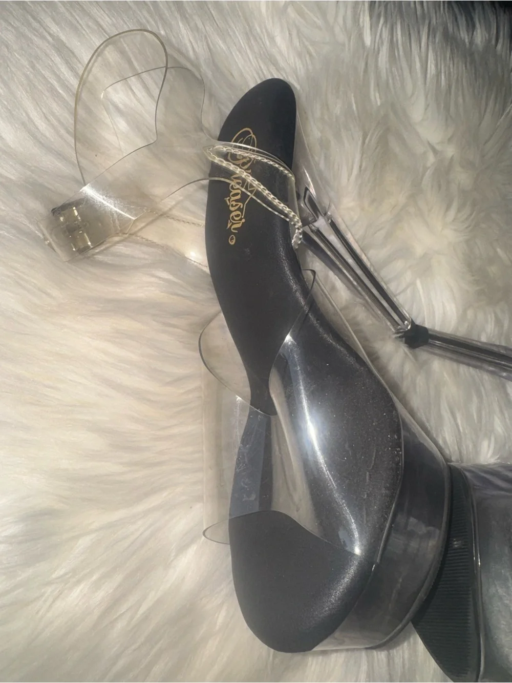 Pleaser Clear Platform Stiletto Sandals with Black Insole